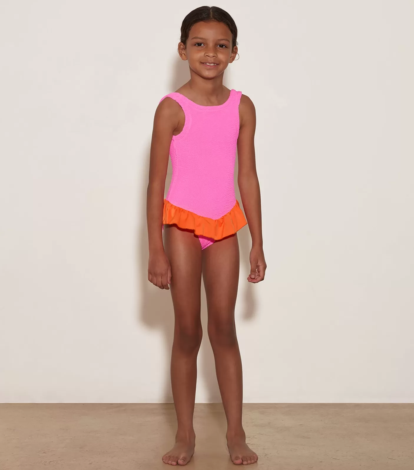 Hunza G Baby 2-6 Yrs-Baby Duo Denise Swim - Bubblegum/Orange