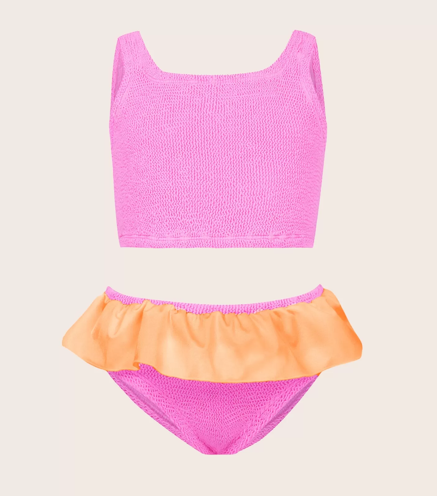 Hunza G Baby 2-6 Yrs-Baby Duo Olive Bikini - Bubblegum/Orange