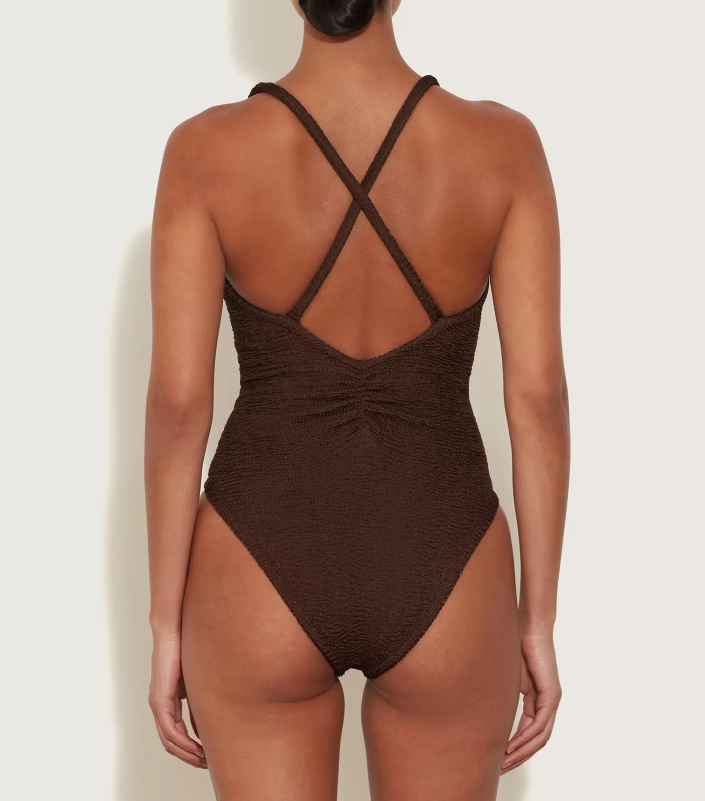 Hunza G Scoop Neck-Bette Swim - Metallic Chocolate