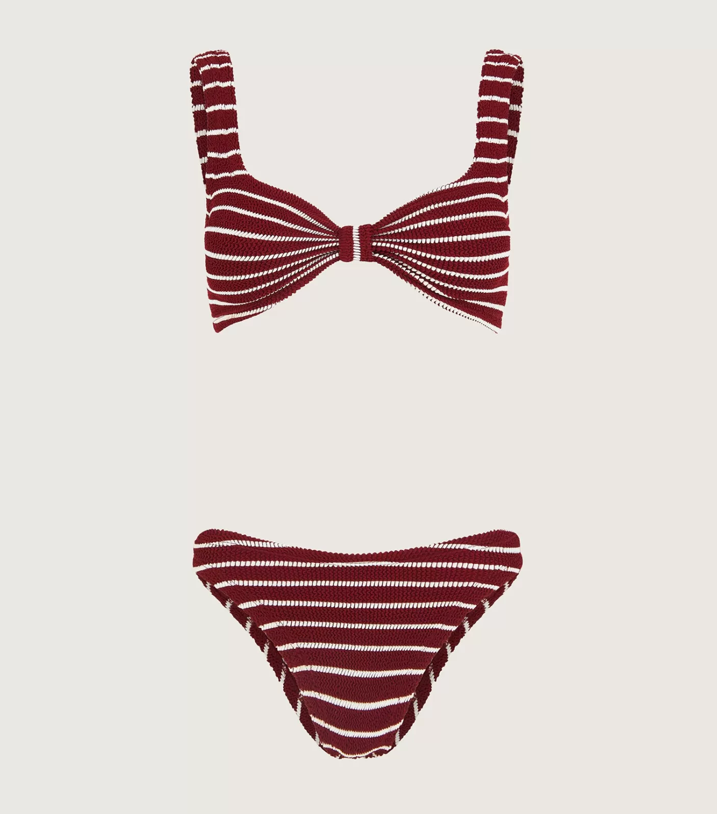 Hunza G Bikini Sets | Bralette-Bonnie Bikini - Wine/White Stripe