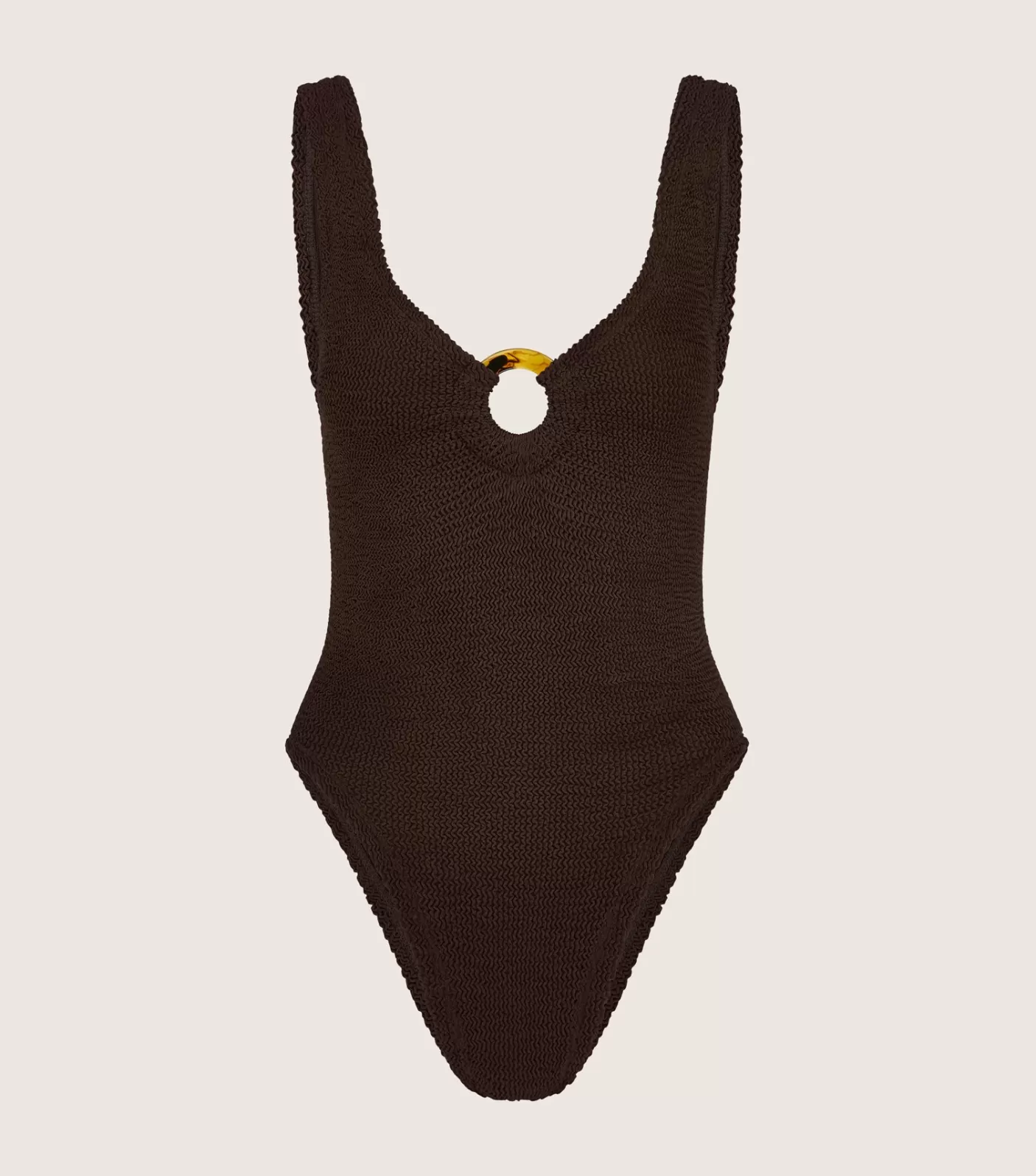 Hunza G V Neck-Celine Swim - Metallic Chocolate