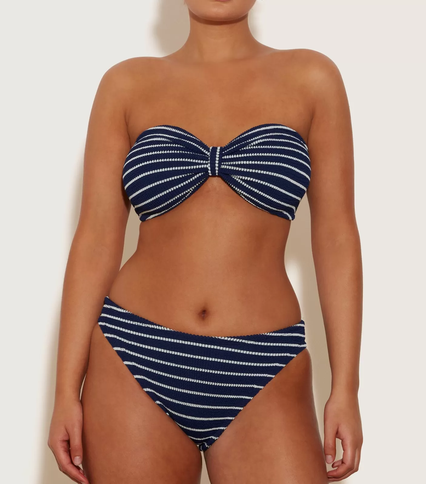 Hunza G Bikini Sets | Bandeau-Coverage Jean Bikini - Navy/White Stripe