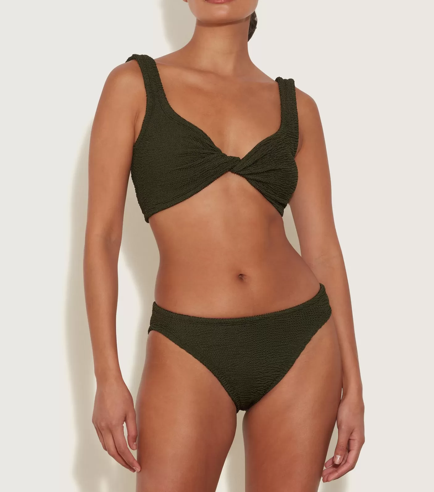 Hunza G Bikini Sets | Bralette-Coverage Juno Bikini - Metallic Khaki