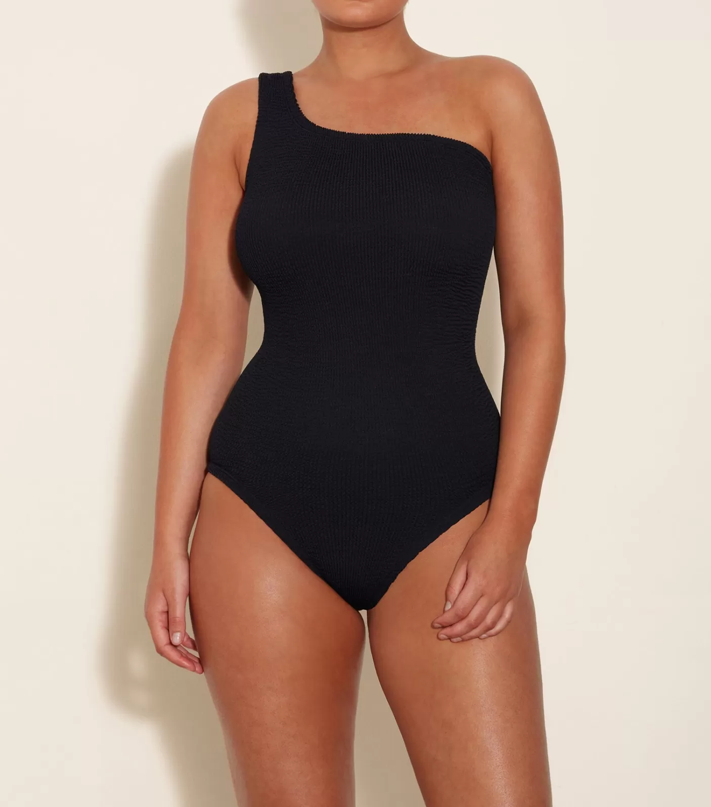 Hunza G One Shoulder-Coverage Nancy Swim - Black