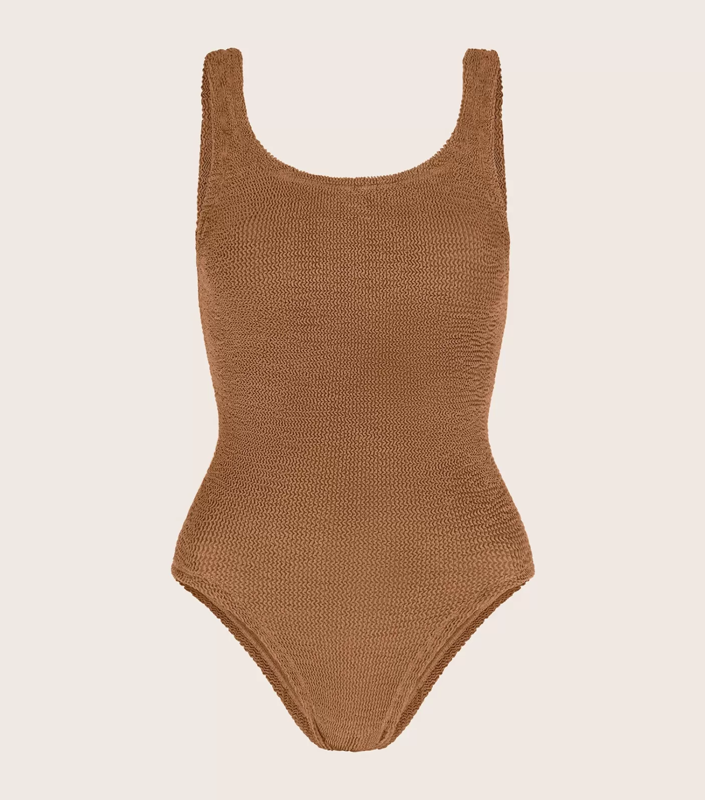 Hunza G Square Neck-Coverage Square Neck Swim - Metallic Cocoa