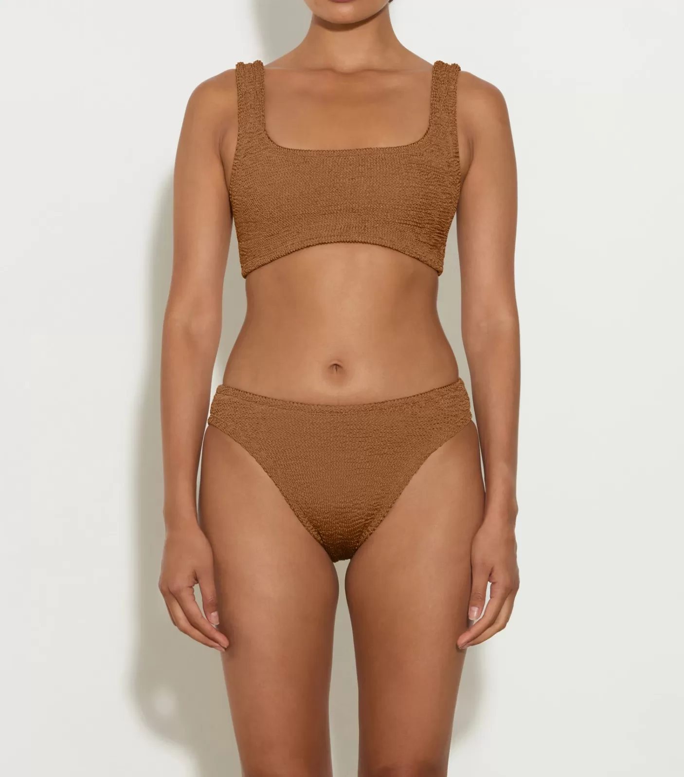 Hunza G Bikini Sets | Bralette-Coverage Xandra Bikini - Metallic Cocoa