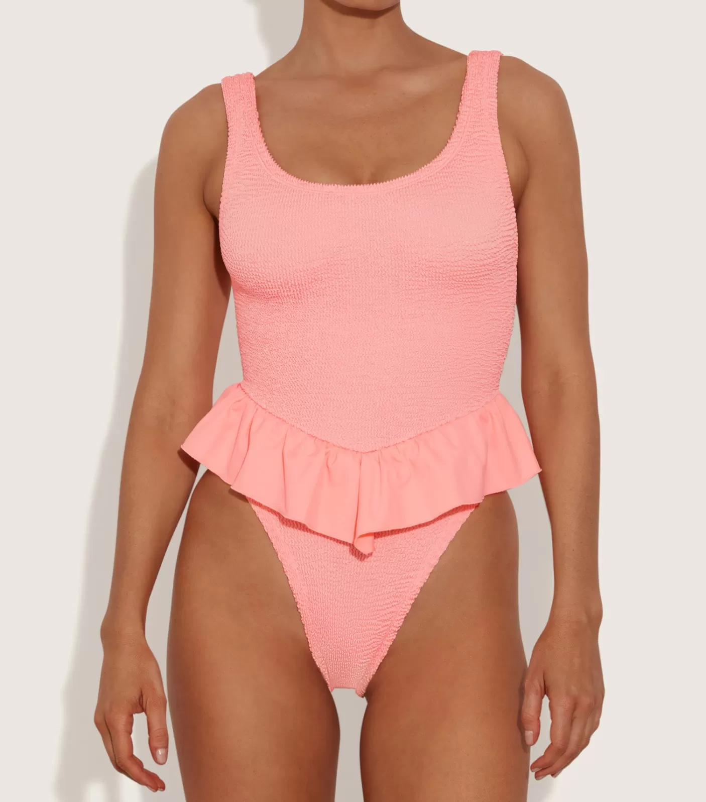 Hunza G Scoop Neck-Denise Swim - Peach