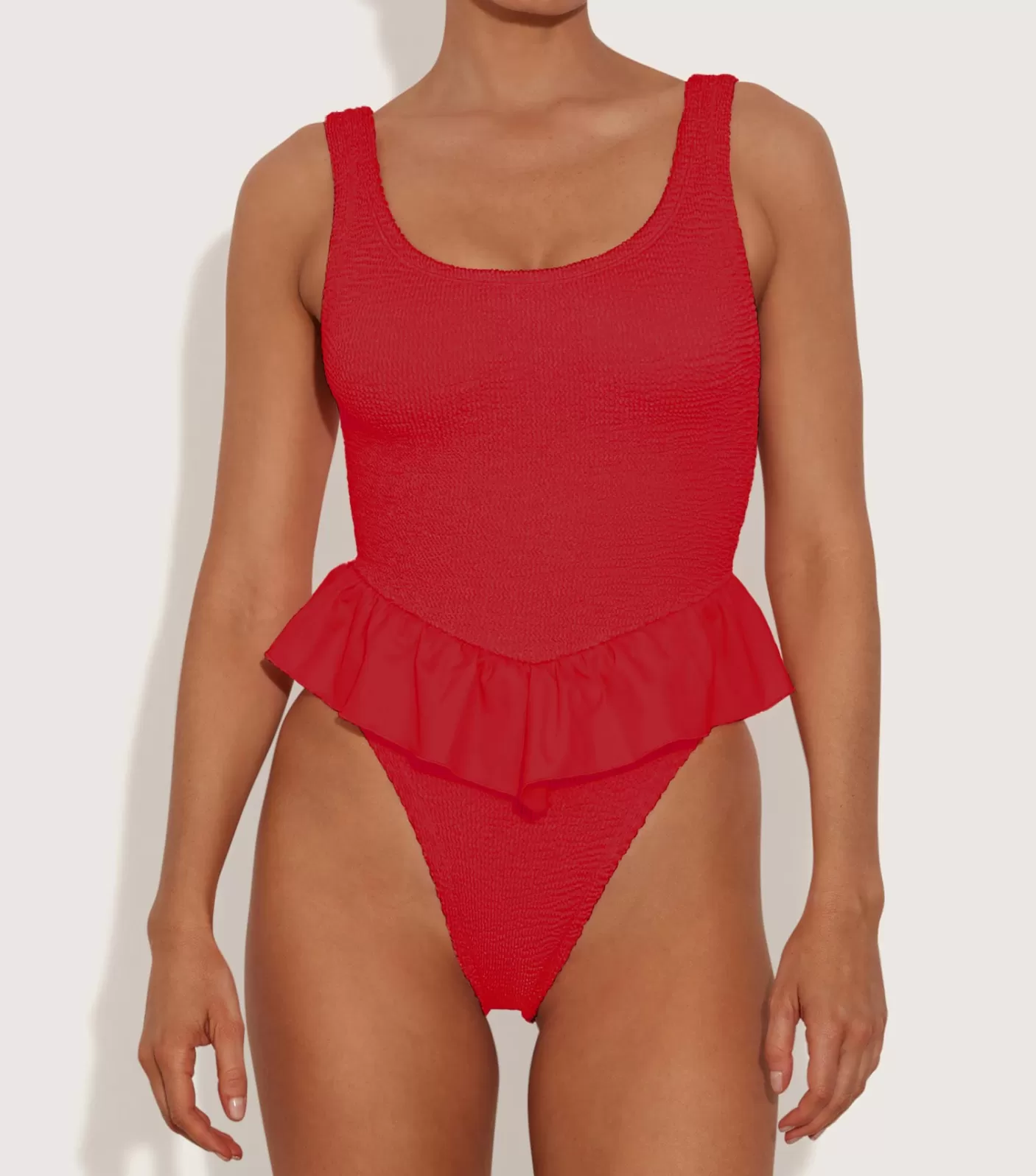 Hunza G Scoop Neck-Denise Swim - Red