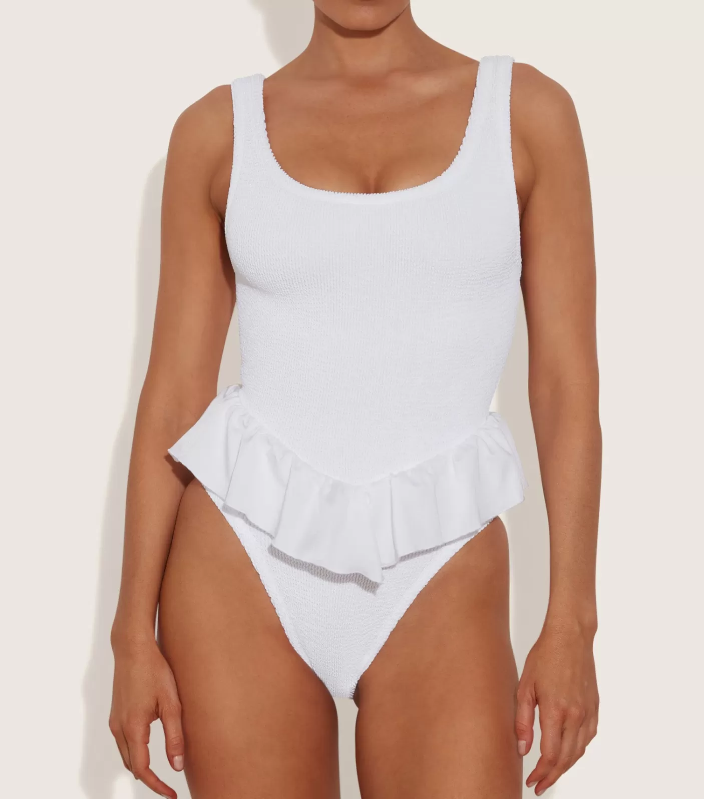 Hunza G Scoop Neck-Denise Swim - White