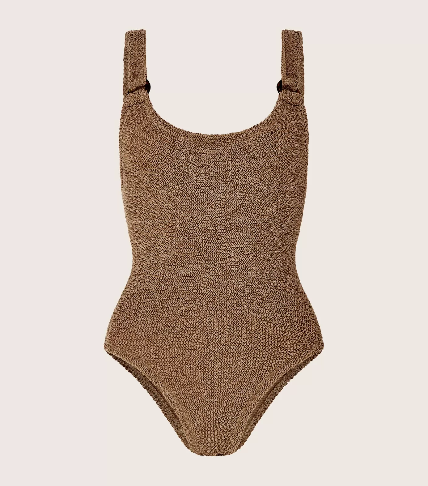 Hunza G Scoop Neck-Domino Swim - Metallic Cocoa