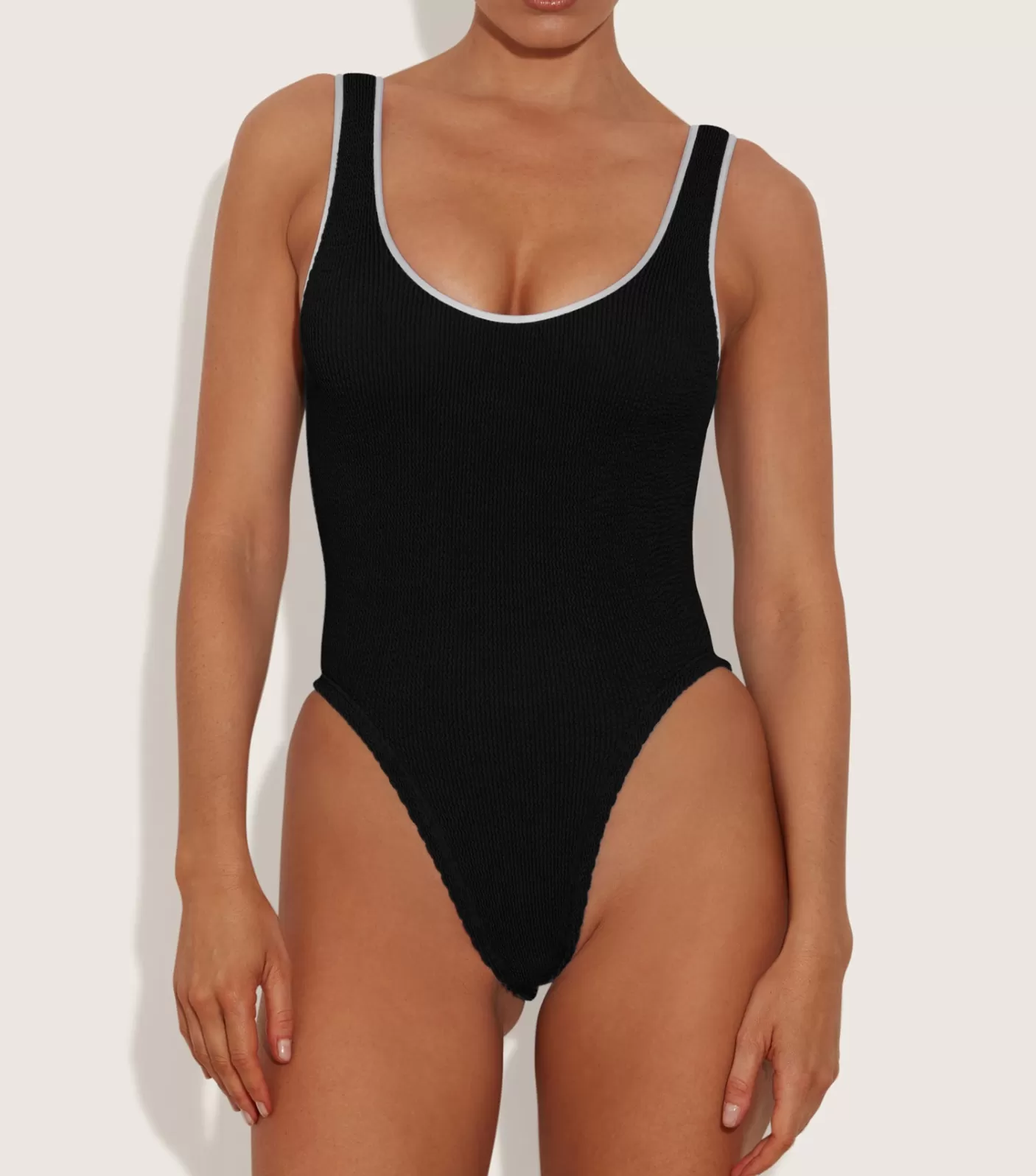 Hunza G Scoop Neck-Faye Swim - Black/White