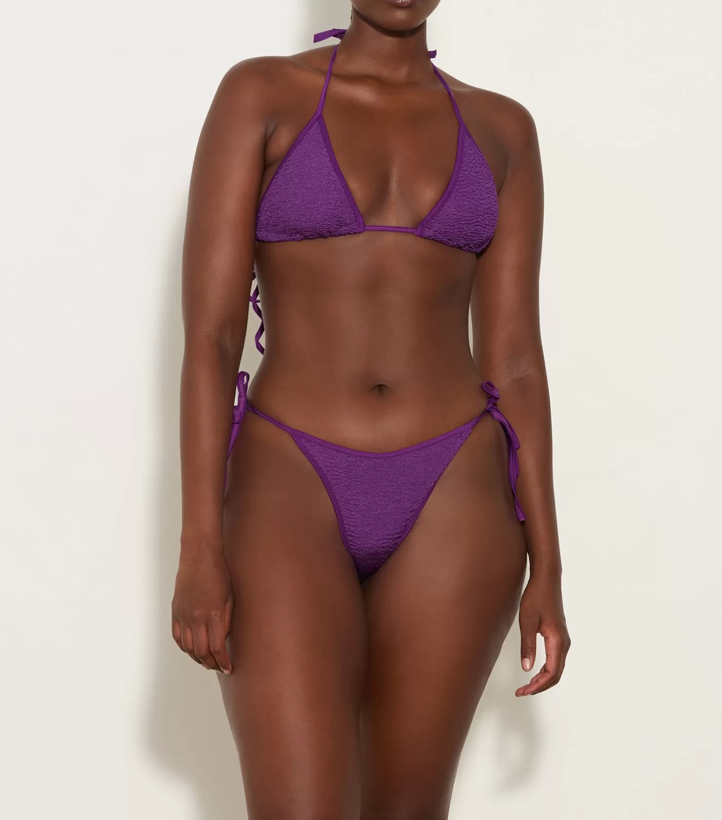 Hunza G Triangle | Bikini Sets-Gina Bikini - Metallic Purple Magic