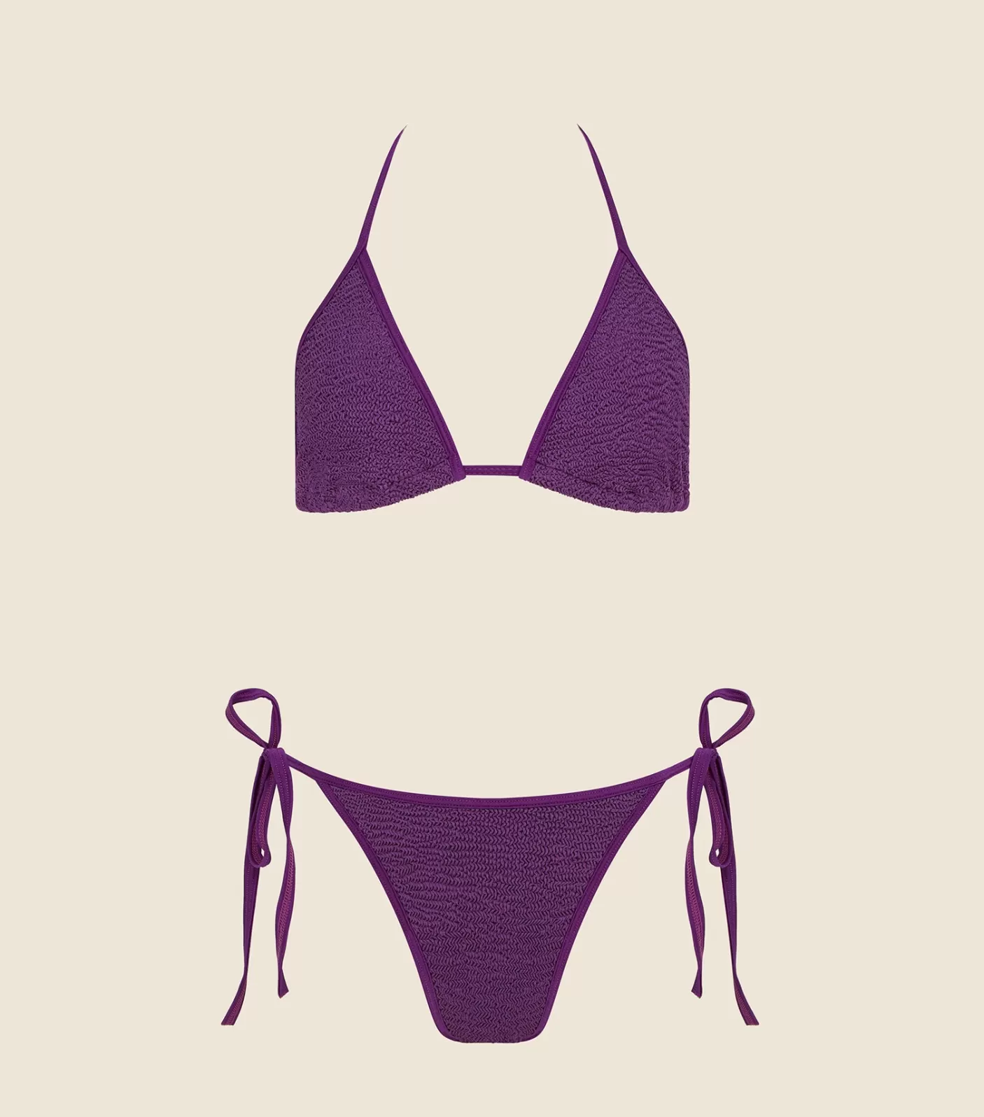 Hunza G Triangle | Bikini Sets-Gina Bikini - Metallic Purple Magic