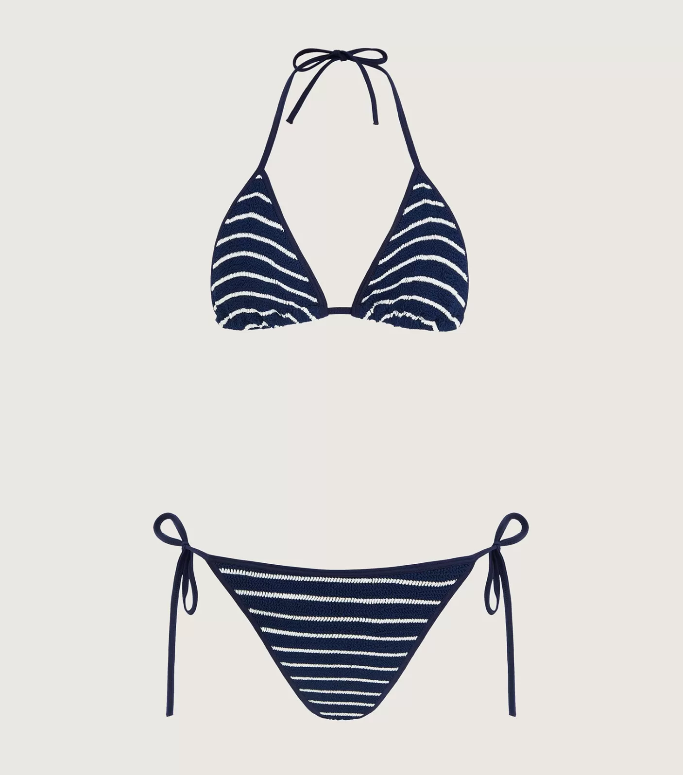 Hunza G Triangle | Bikini Sets-Gina Bikini - Navy/White Stripe