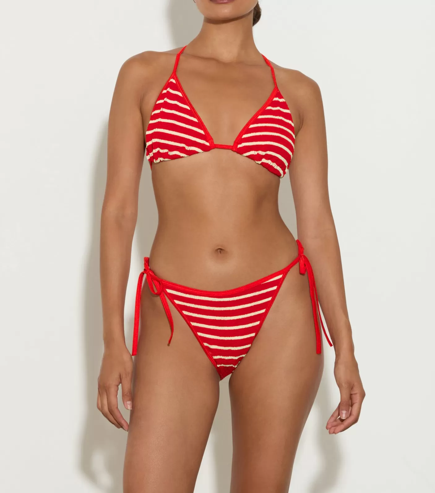 Hunza G Triangle | Bikini Sets-Gina Bikini - Red/White Stripe