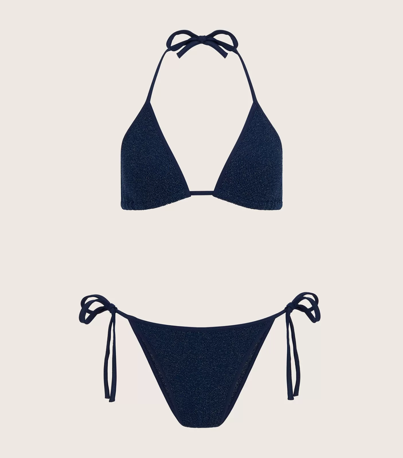 Hunza G Triangle | Bikini Sets-Gina Lurex Bikini - Navy/Silver