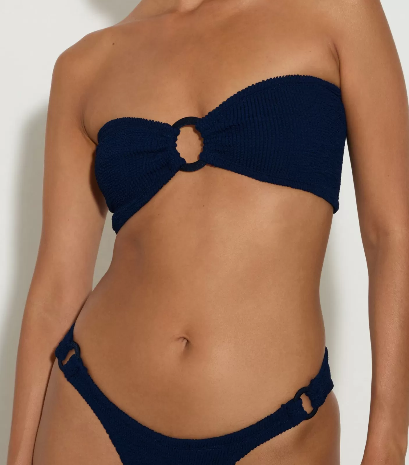 Hunza G Bikini Sets-Gloria Bikini With Tonal Hoops - Navy