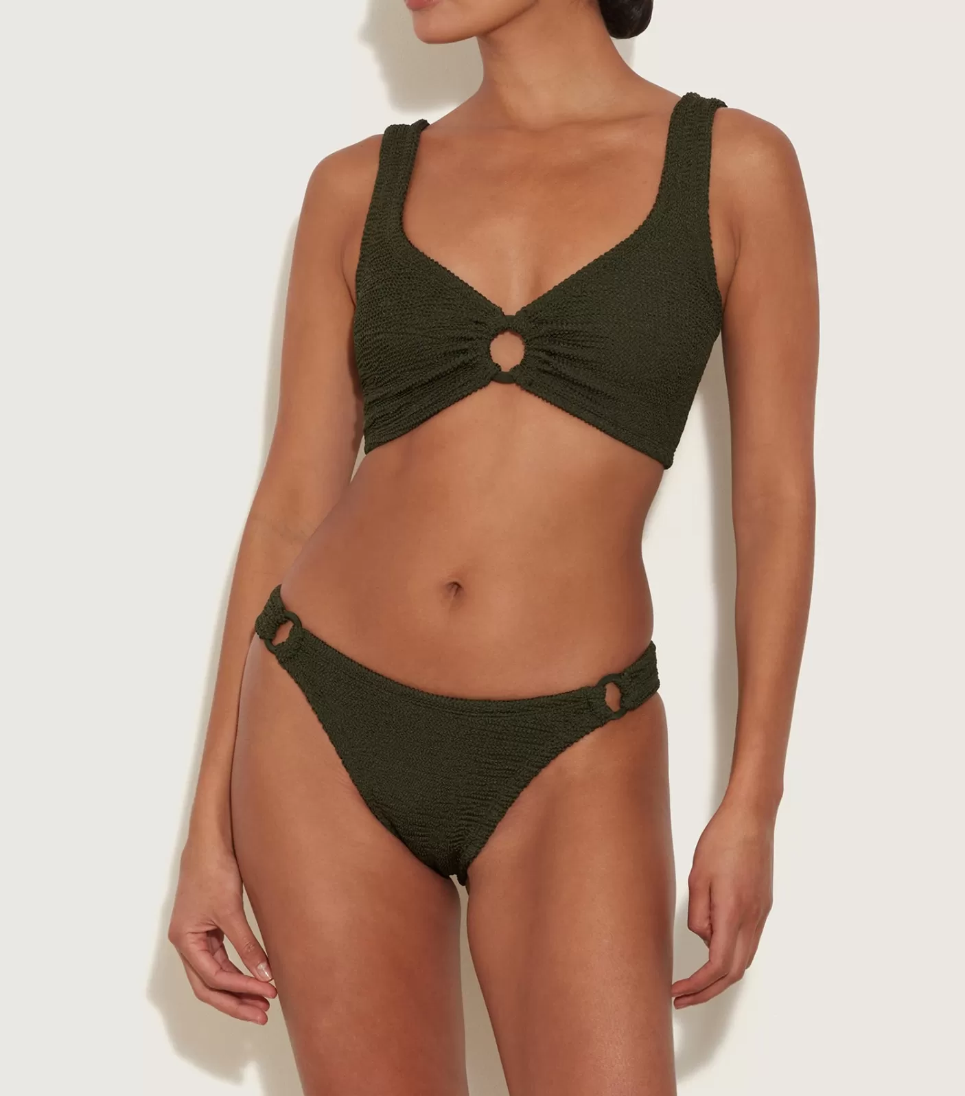 Hunza G Bikini Sets | Bralette-Hallie Bikini - Metallic Khaki