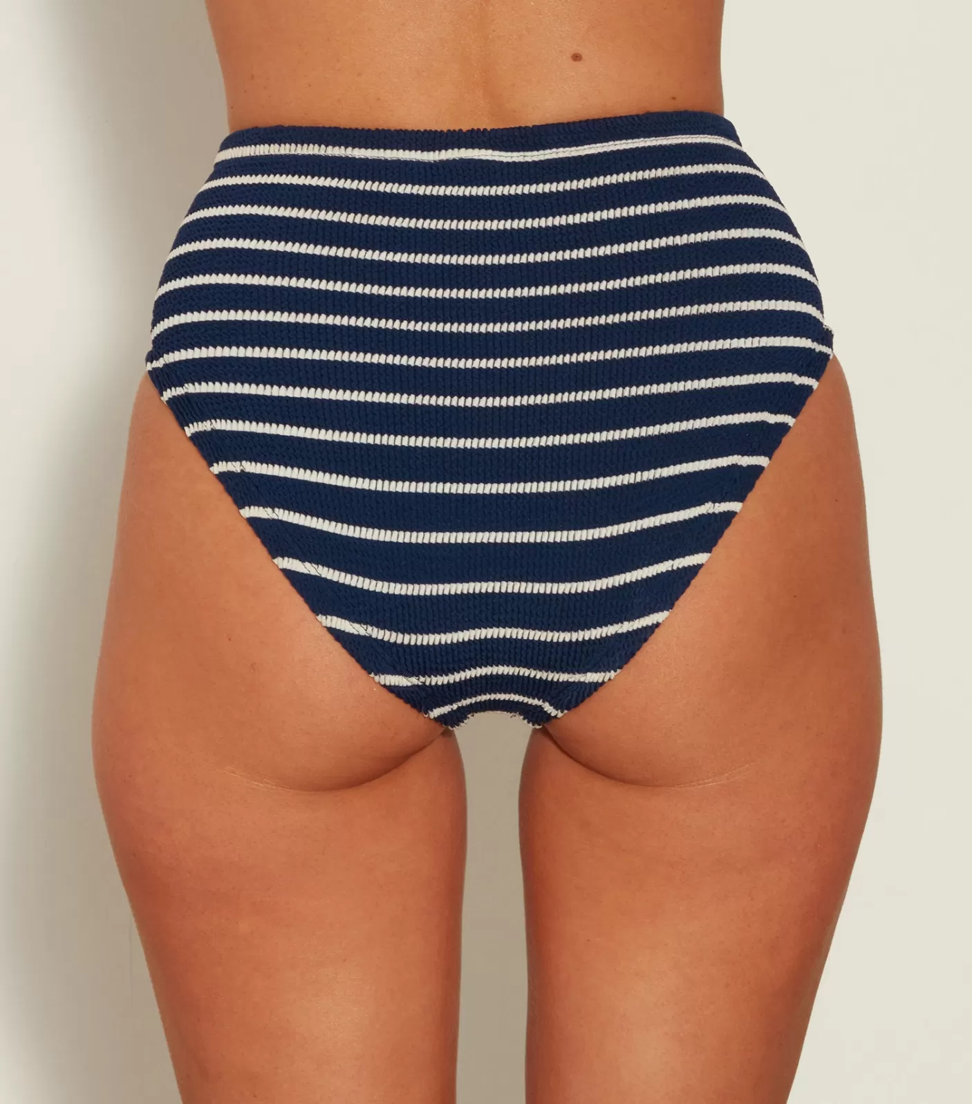 Hunza G Bikini Sets | Separates-High Waist Bikini Bottom - Navy/White Stripe