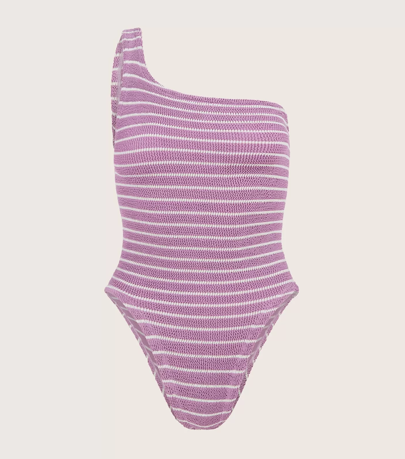 Hunza G One Shoulder- X Helena Christensen Nancy Stripe Swim- Lavender/White