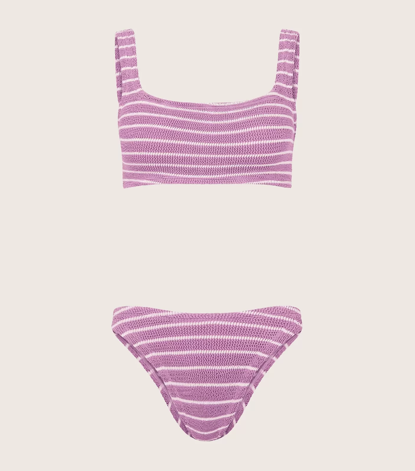 Hunza G Bikini Sets | Bralette- X Helena Christensen Xandra Stripe Bikini - Lavender/White