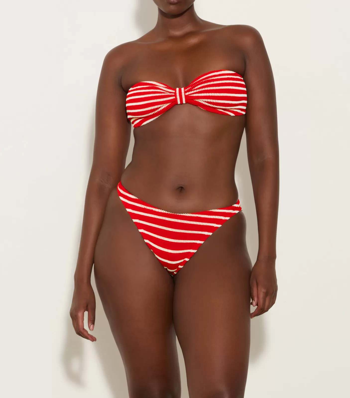 Hunza G Bikini Sets | Bandeau-Jean Bikini - Red/White Stripe