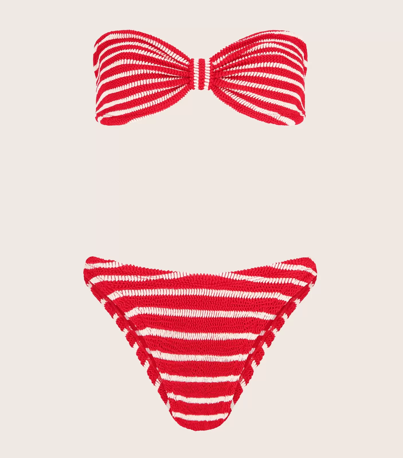 Hunza G Bikini Sets | Bandeau-Jean Bikini - Red/White Stripe