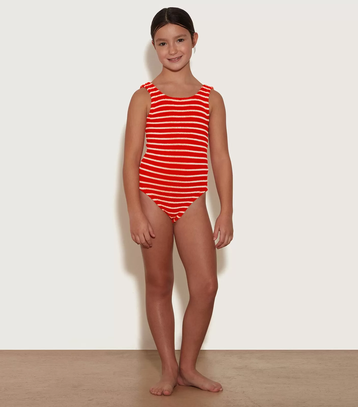 Hunza G Kids - 7-12 Yrs-Kids Classic Swim - Red/White Stripe