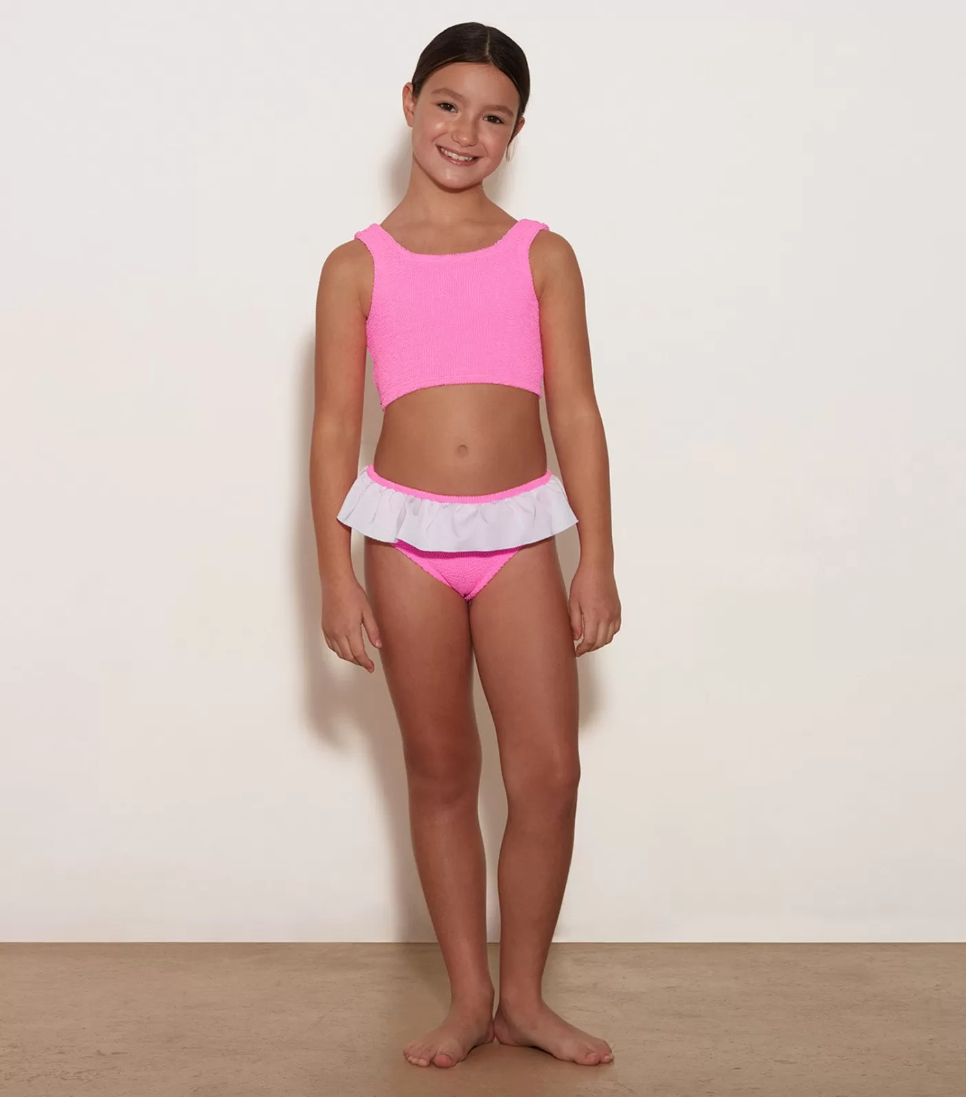 Hunza G Kids - 7-12 Yrs-Kids Olive Bikini - Bubblegum