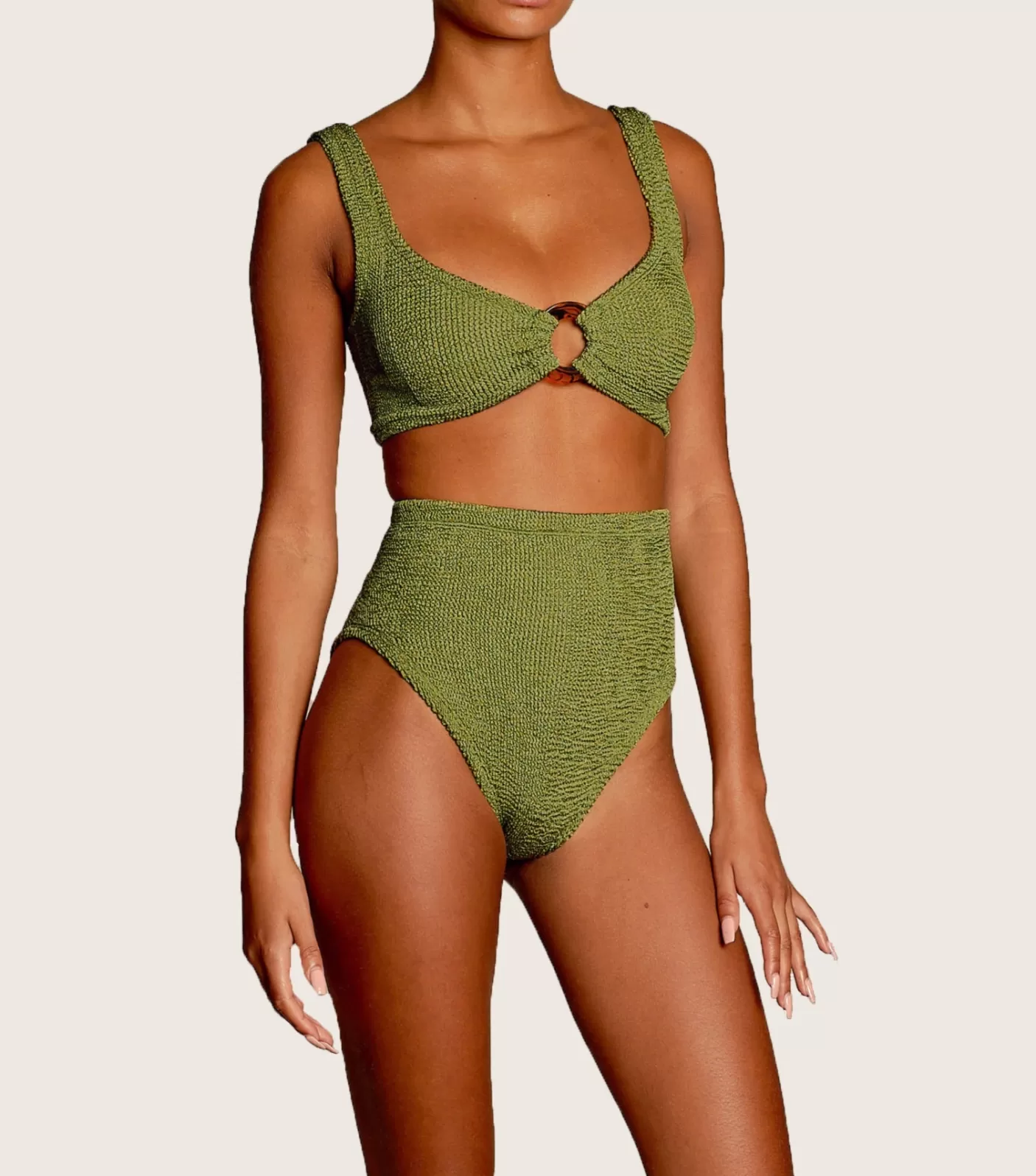 Hunza G Bikini Sets | Bralette-Nadine Bikini - Metallic Moss