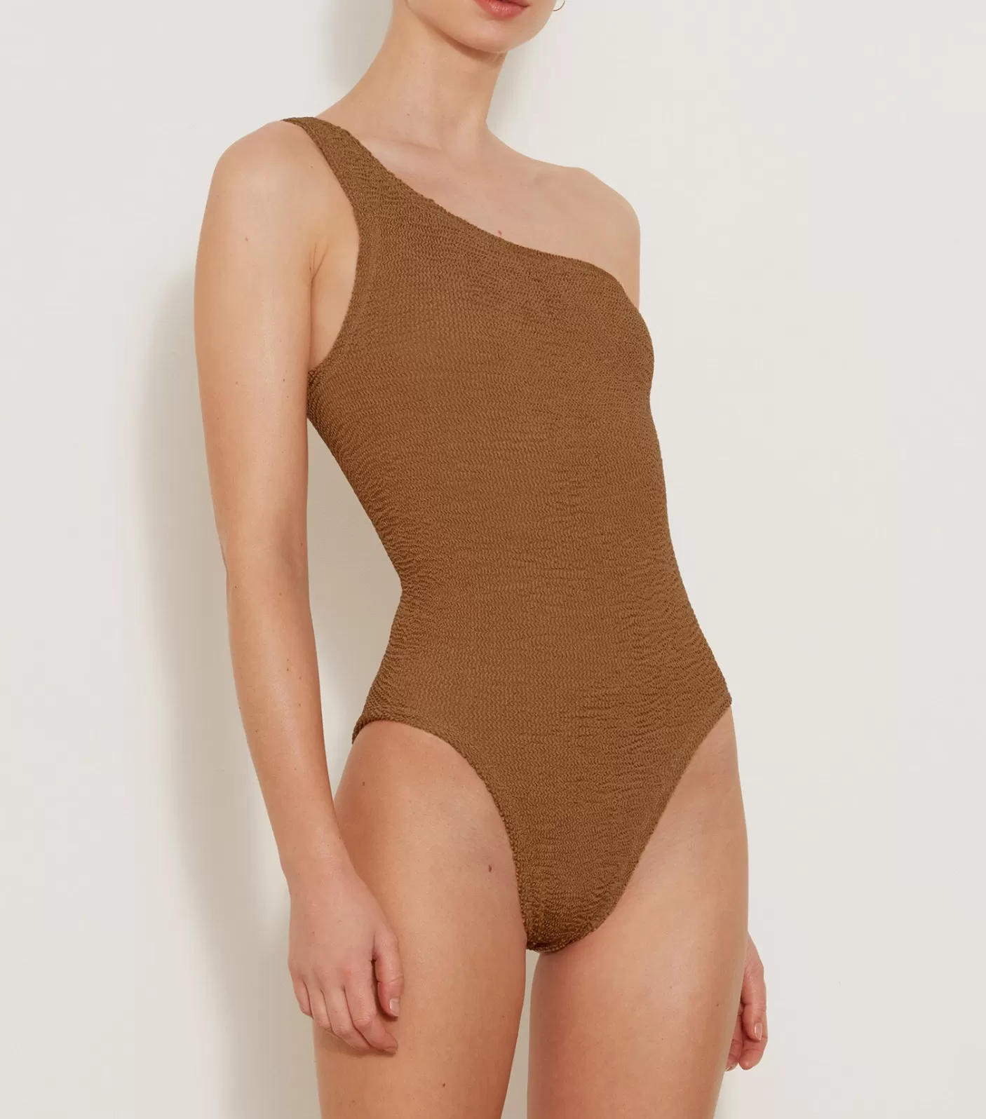 Hunza G One Shoulder-Nancy Swim - Metallic Cocoa