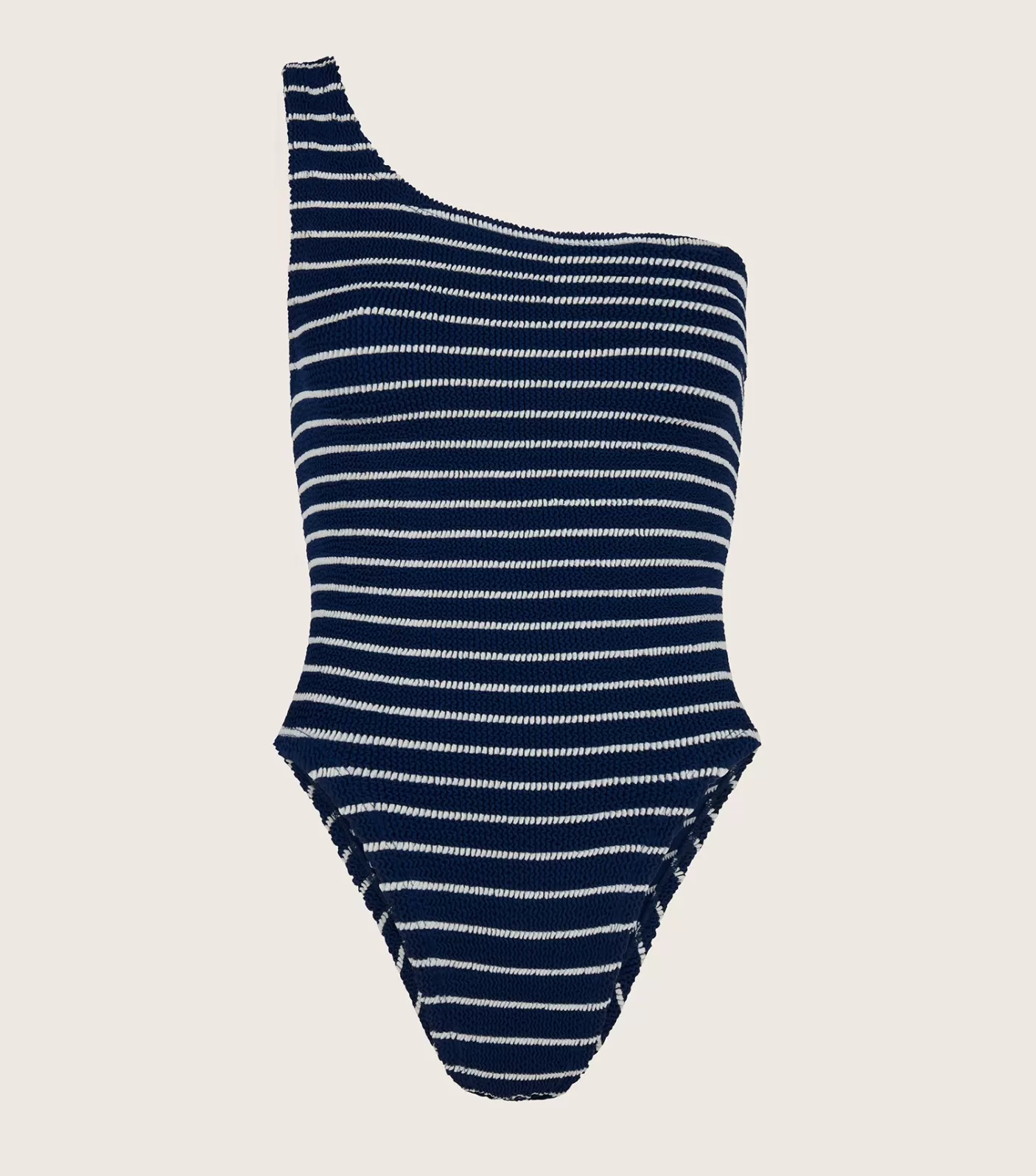 Hunza G One Shoulder-Nancy Swim - Navy/White Stripe