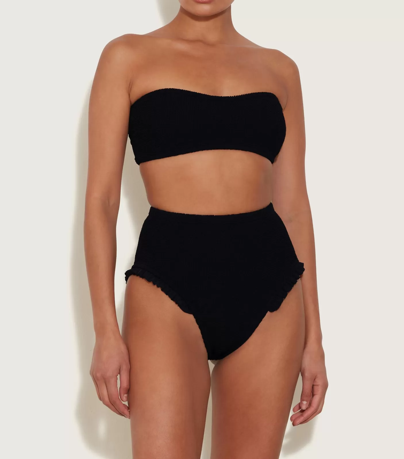 Hunza G Bikini Sets | Bandeau-Osiris Frill Bikini - Black