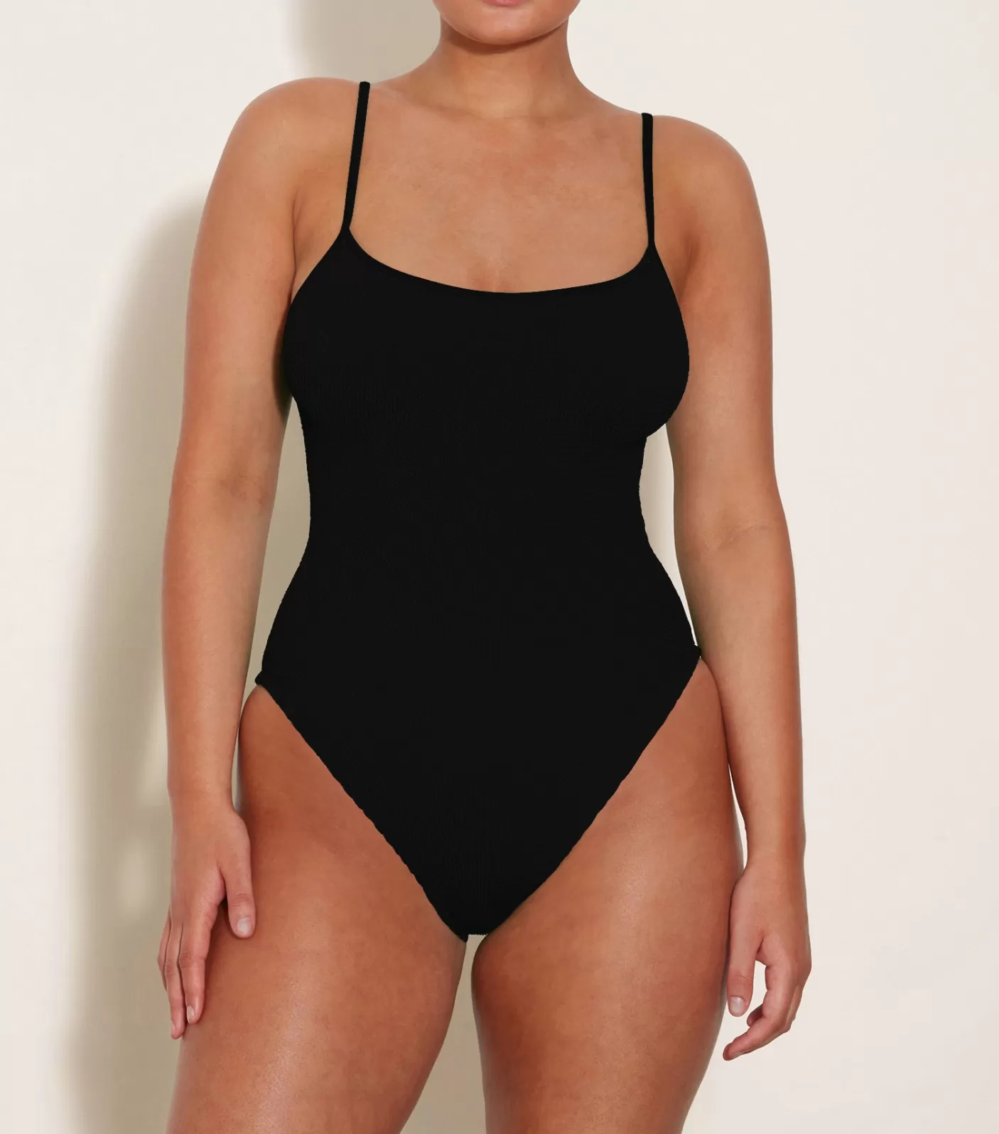 Hunza G Scoop Neck-Pamela Swim - Black