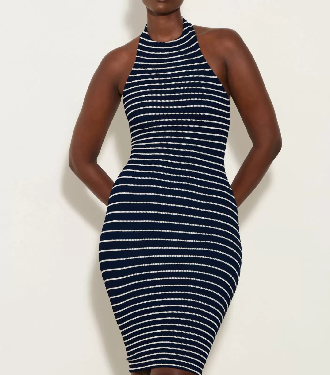 Hunza G Dresses-Polly Dress - Navy/White Stripe