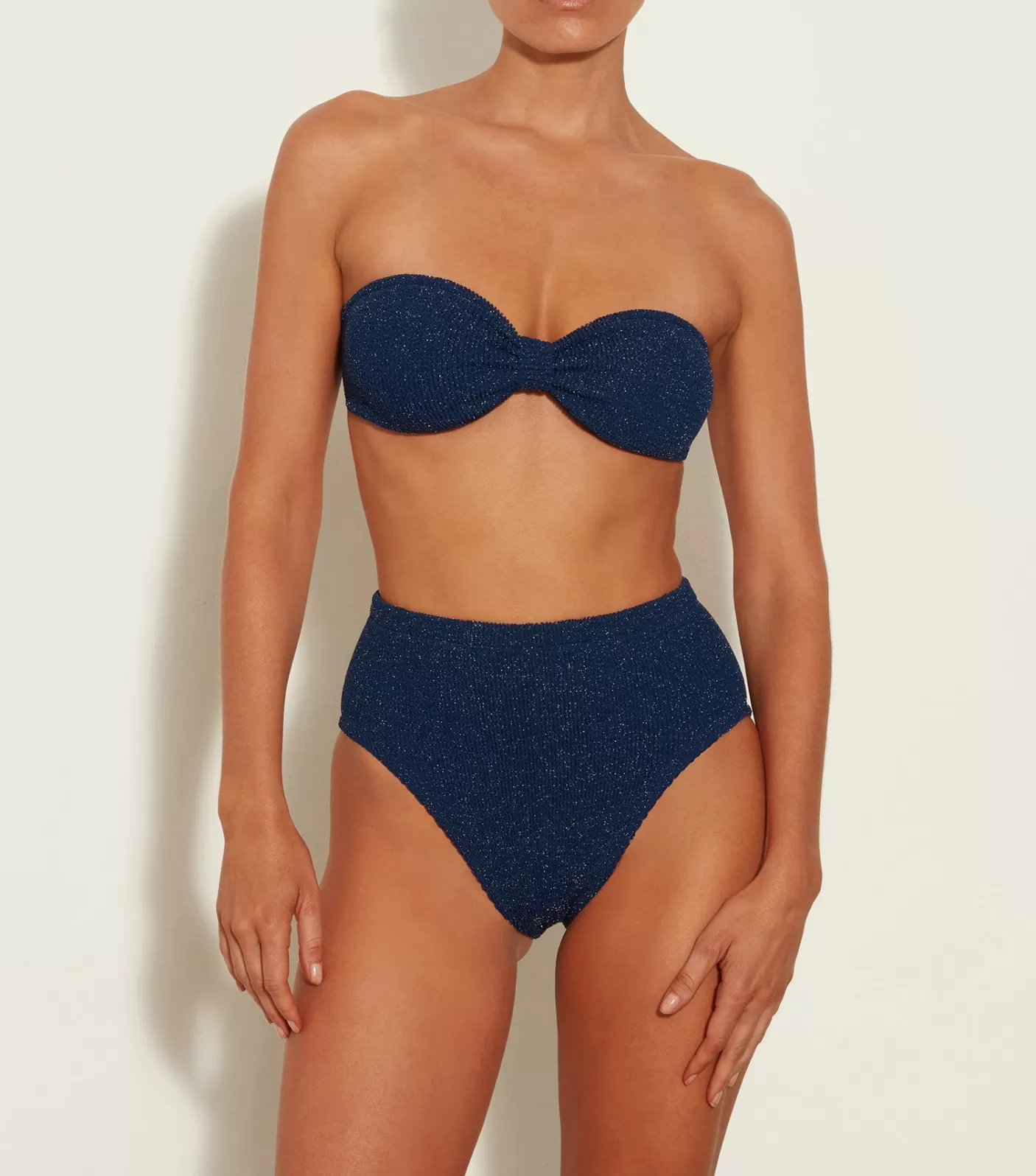 Hunza G Bikini Sets | Bandeau-Ruby Bikini Lurex - Navy/Silver