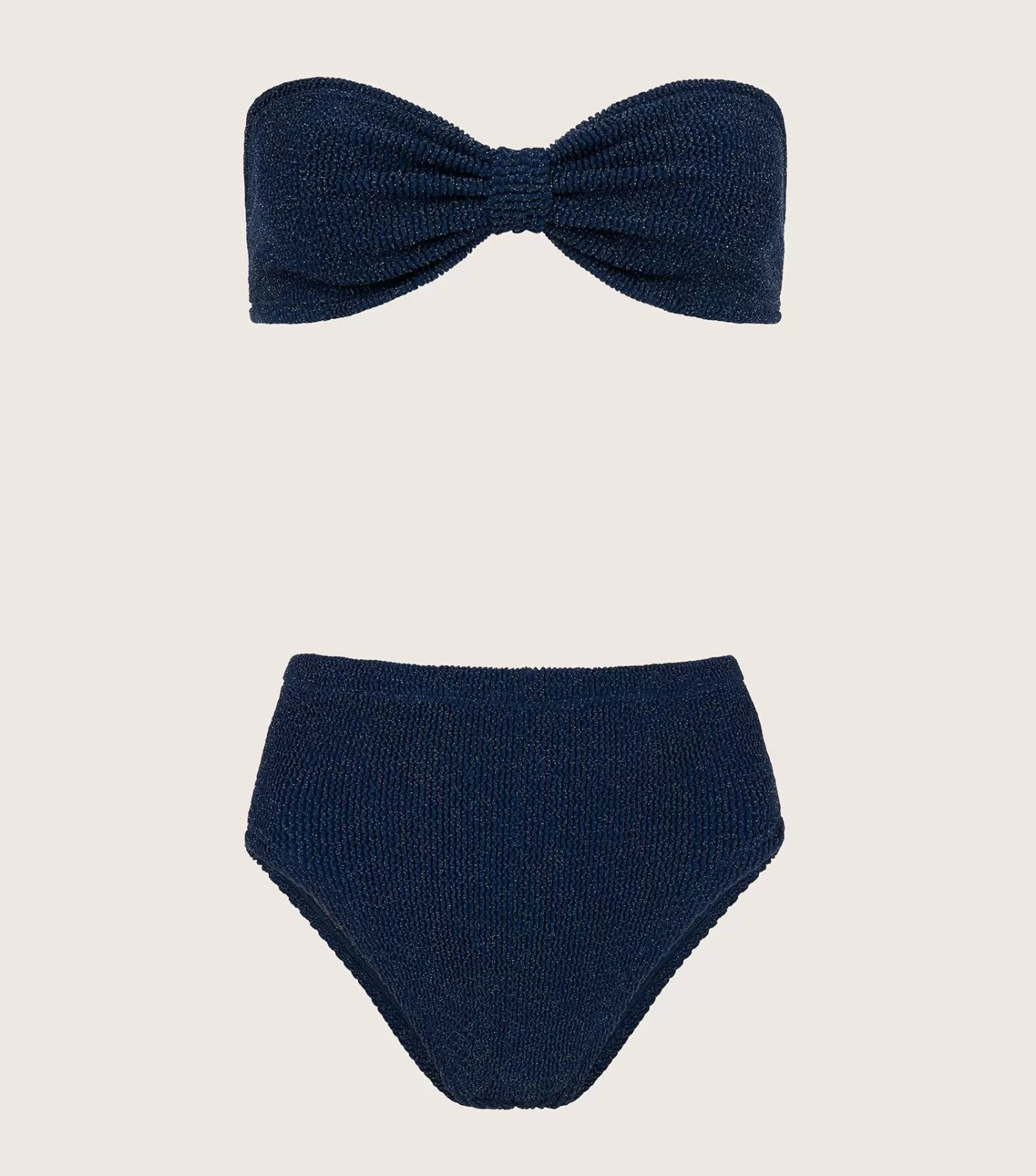 Hunza G Bikini Sets | Bandeau-Ruby Bikini Lurex - Navy/Silver