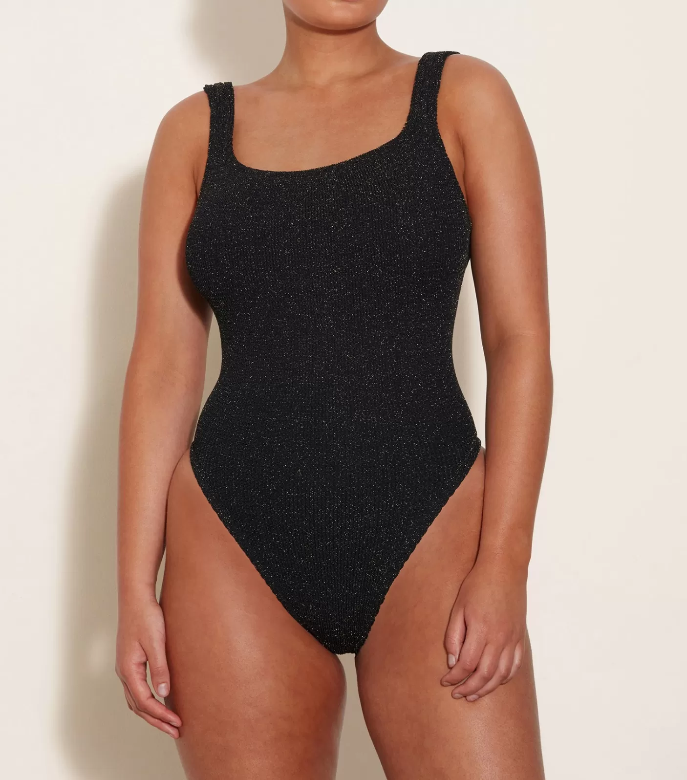 Hunza G Square Neck-Square Neck Lurex Swim - Black/Gold