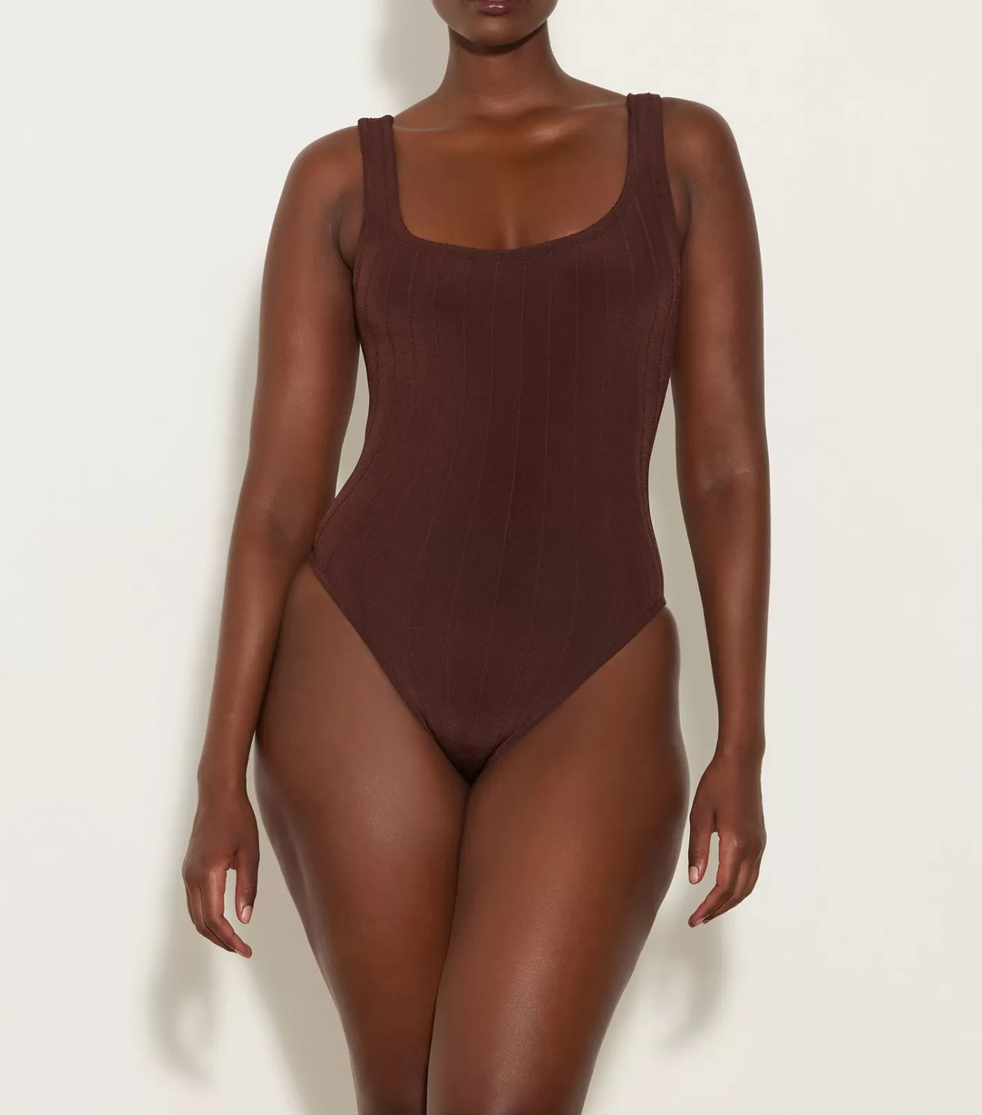 Hunza G Square Neck-Square Neck Nile Swim - Metallic Chocolate