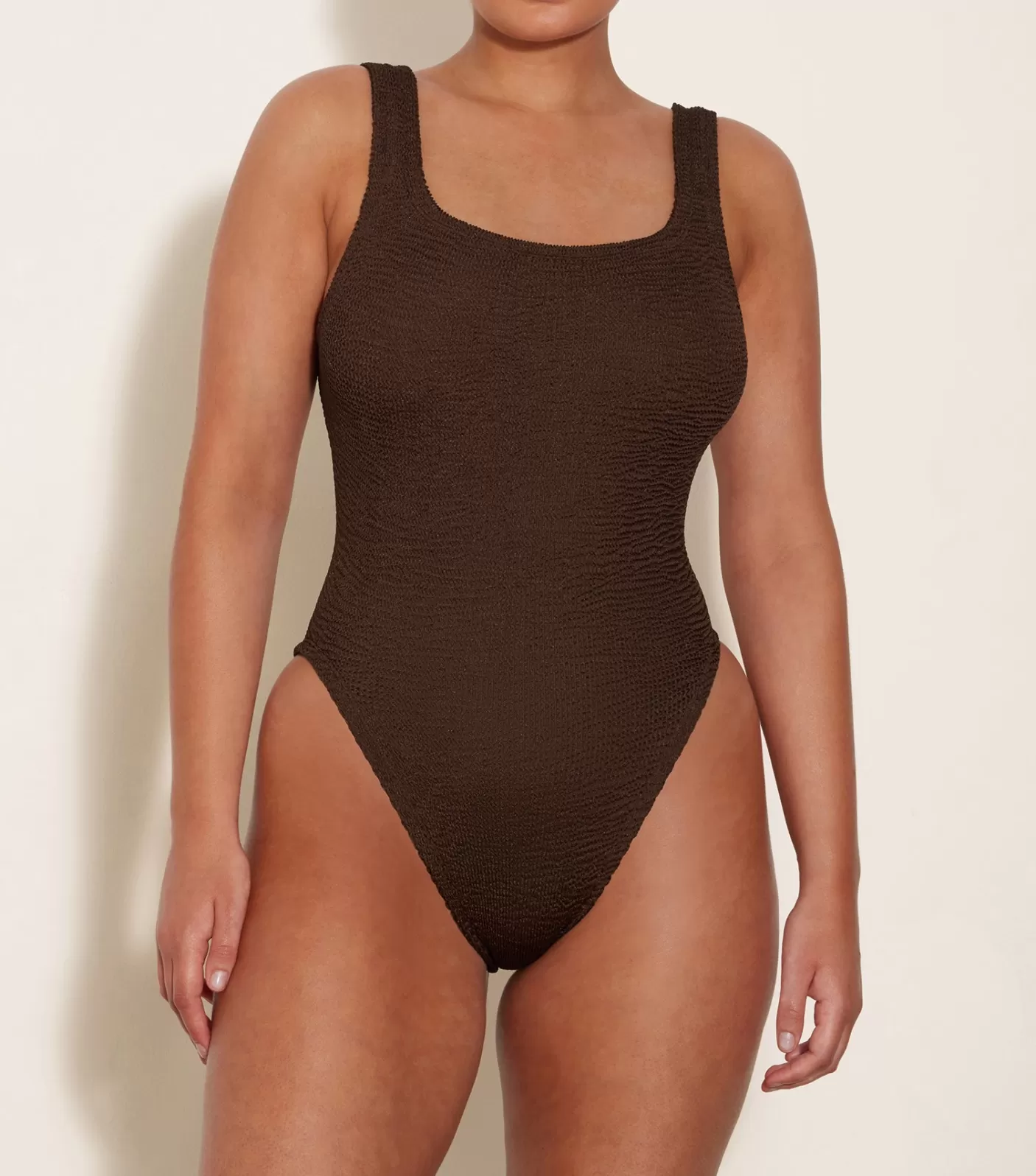 Hunza G Square Neck-Square Neck Swim - Metallic Chocolate