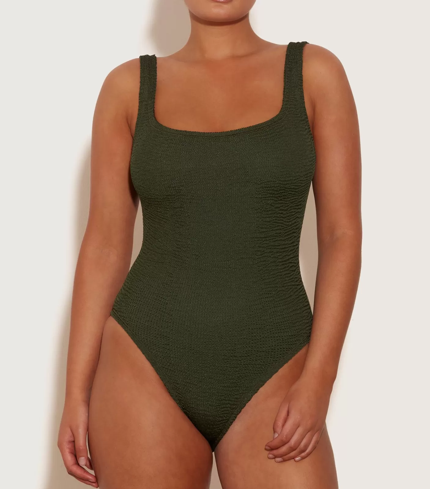 Hunza G Square Neck-Square Neck Swim - Metallic Khaki