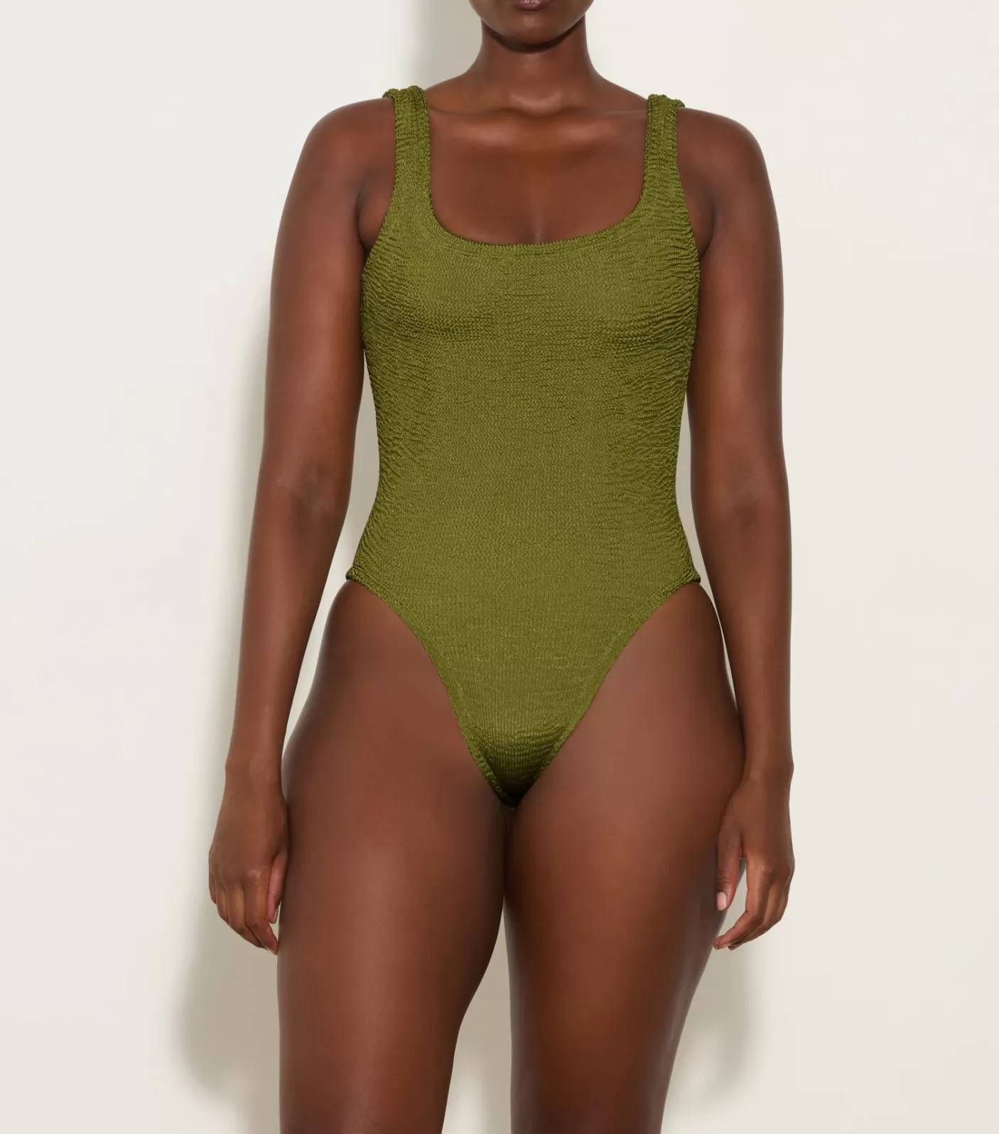 Hunza G Square Neck-Square Neck Swim - Metallic Moss