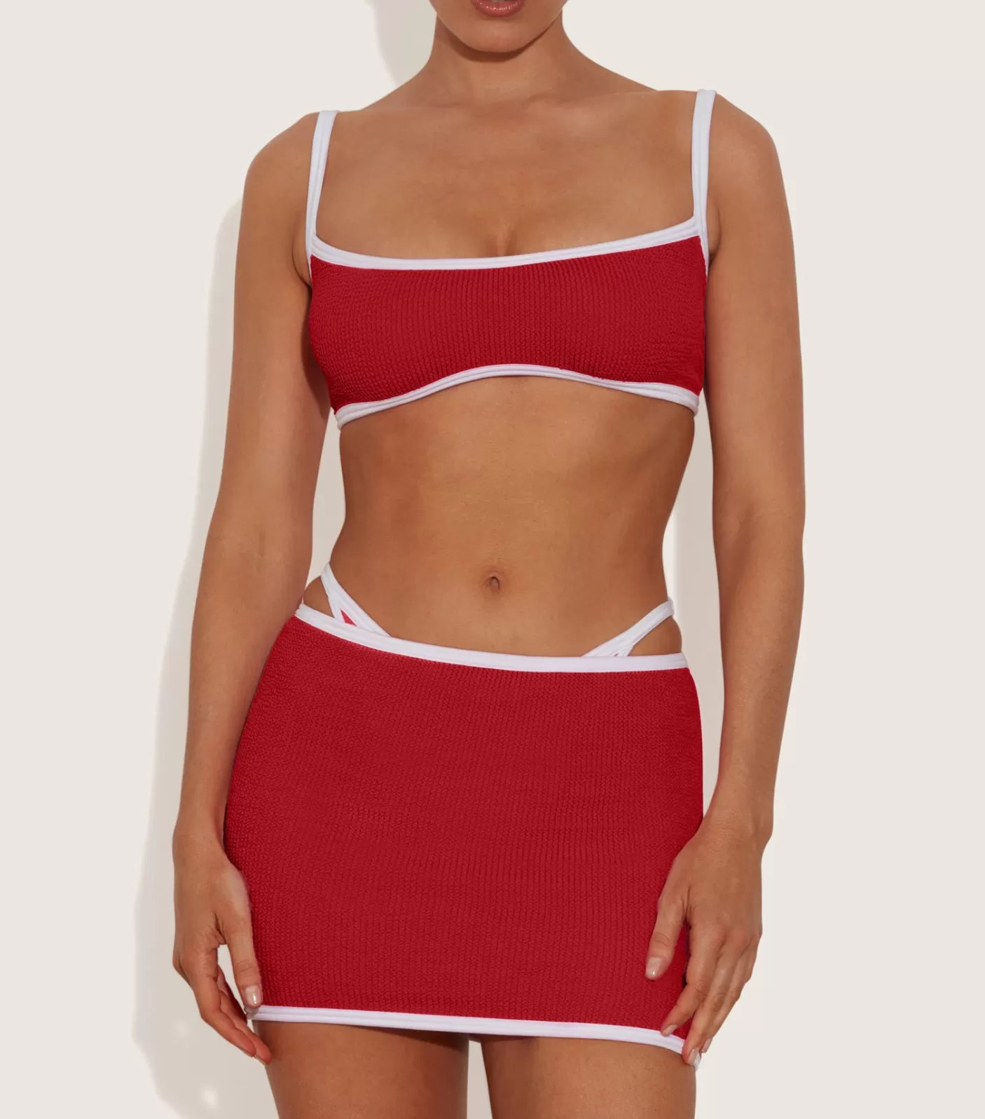 Hunza G Shorts And Skirts-Swimskirt Bikini Bottom - Red/White