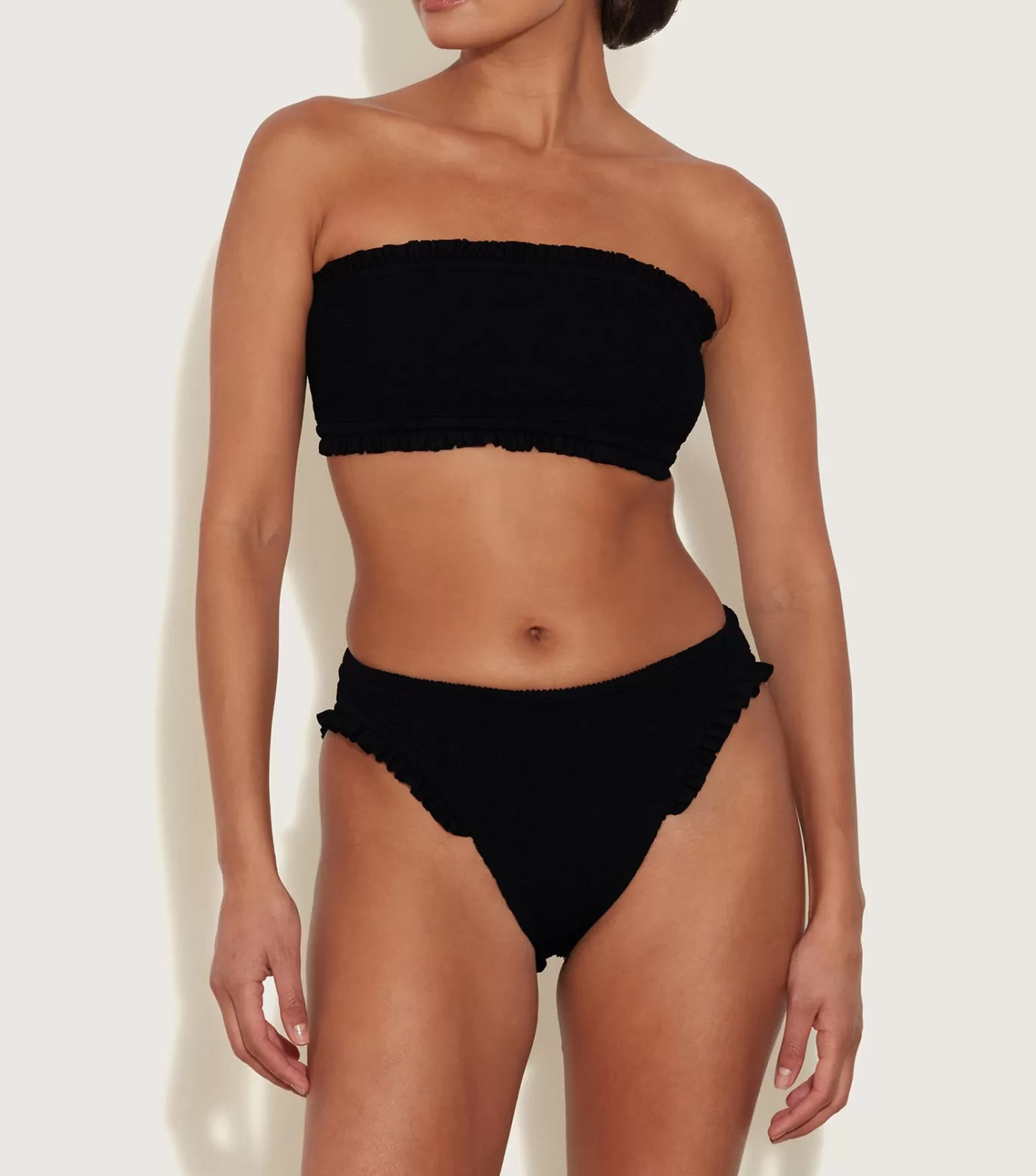 Hunza G Bikini Sets-Tracey Frill Bikini - Black